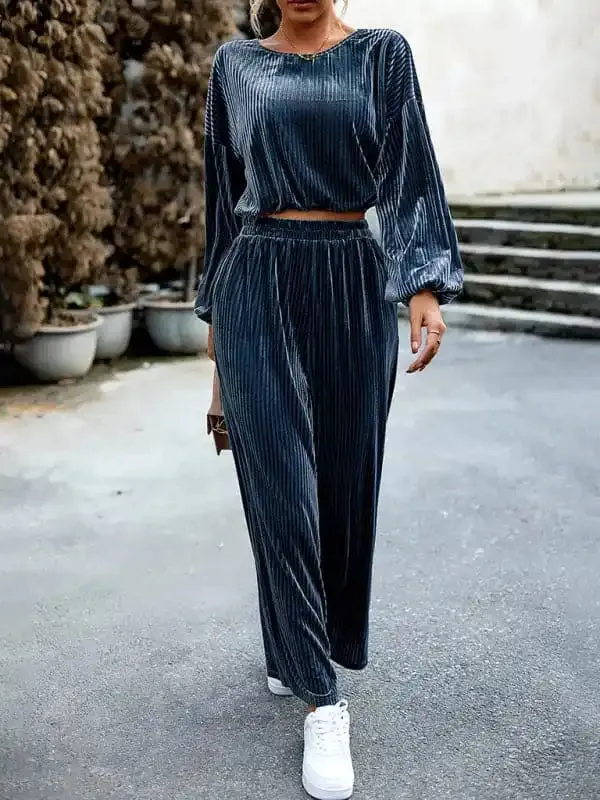 women’s velvet fashion suit women’s casual two-piece set