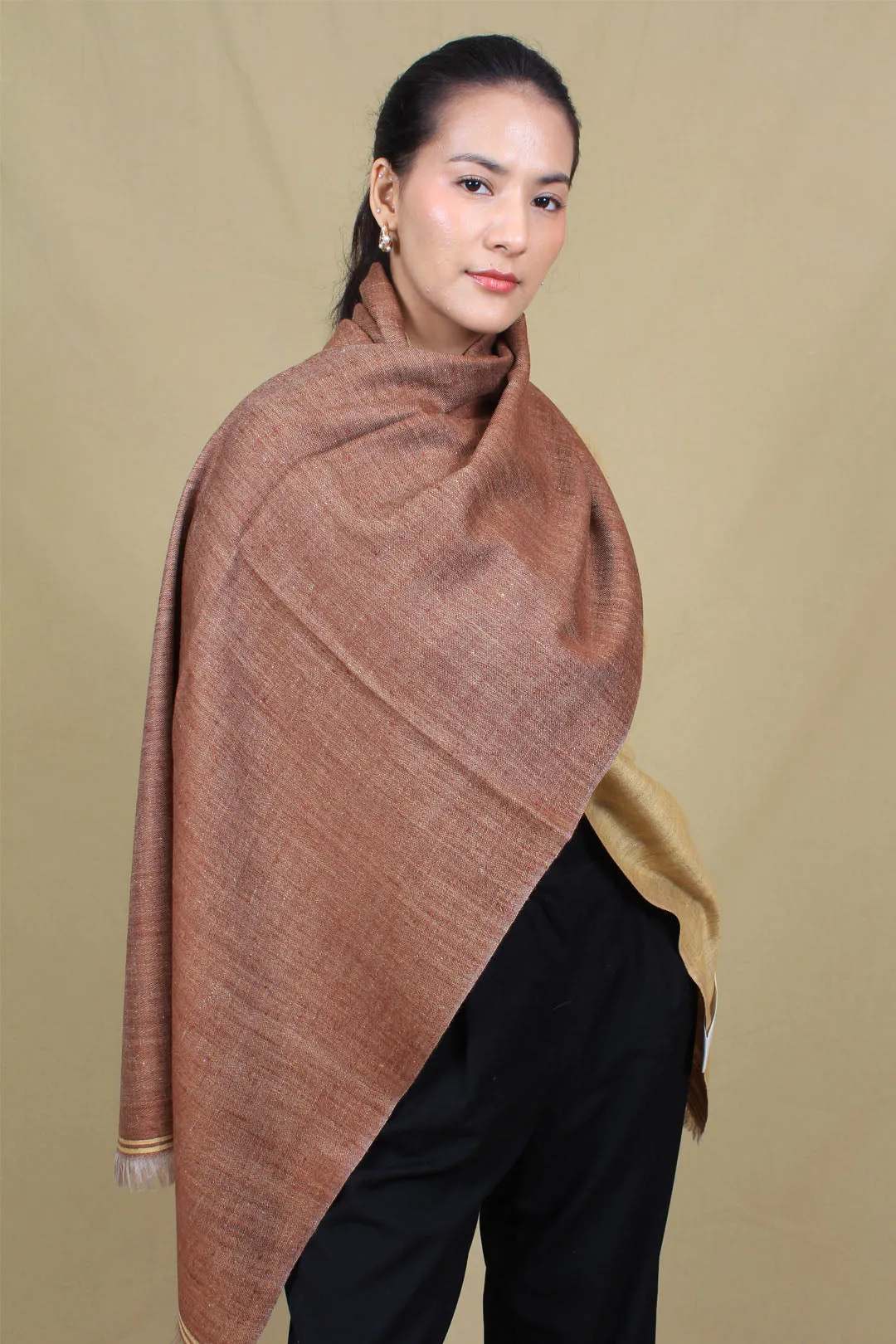 Zariah Taupe Brown Reversible Cashmere Stole