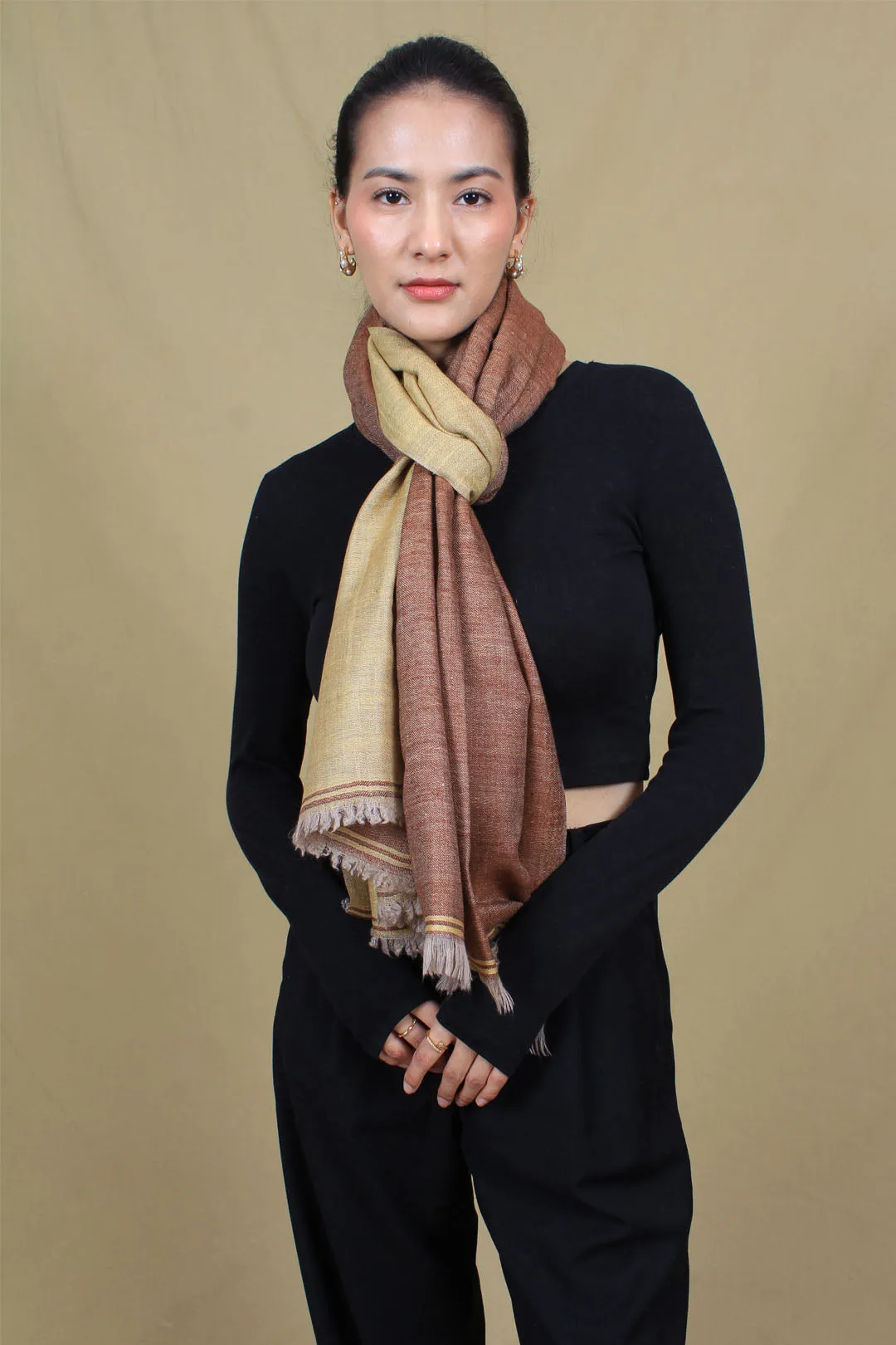 Zariah Taupe Brown Reversible Cashmere Stole