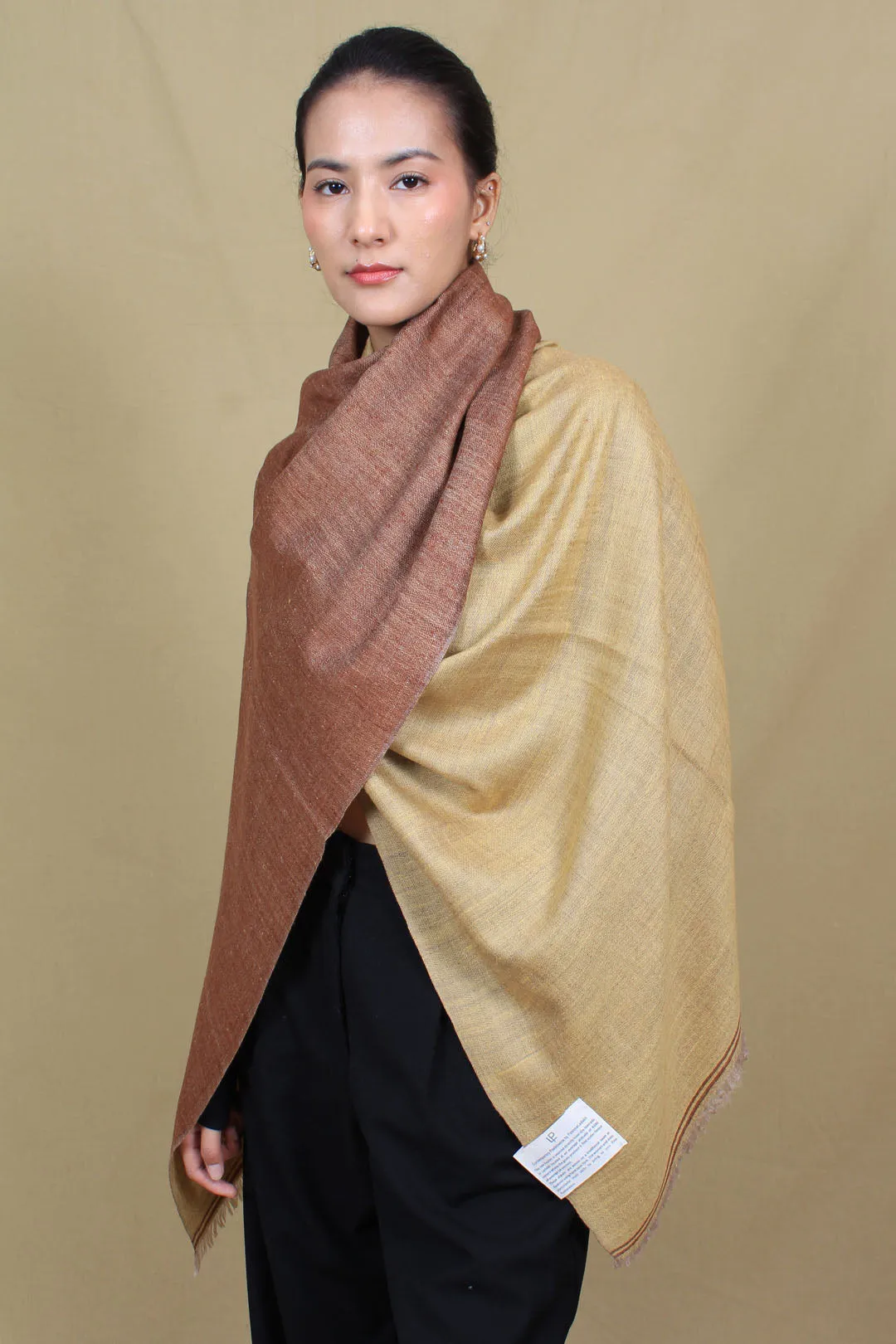 Zariah Taupe Brown Reversible Cashmere Stole